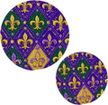Boccsty Fleur De Lis Lilyes Trivet Mat 2PCS Mardi Gras Round Woven Potholders Kitchen Table Countertop Protector Hot Pads Farmhouse Coasters Counter Mats for Cooking Baking