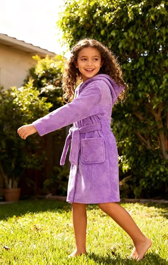 Fraprasty Boys Girls Hooded Robe Soft Touch Robe Kids Terry Cloth Cotton Spa Bathrobe Sleepwear 2-14 Years