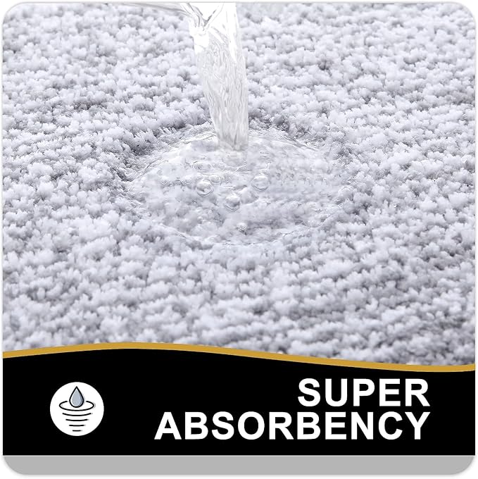 OLANLY Bathroom Rugs 44x24, Extra Soft and Absorbent Microfiber Bath Mat, Non-Slip, Machine Washable, Quick Dry Shaggy Bath Carpet, Suitable for Bathroom Floor, Tub, Shower (Runner, Grey)