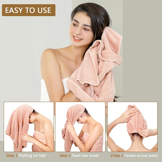 Laojbaba Microfiber Hair Towel Quick Dry Hair Towel Hair Drying Towels Suitable for All Kinds of Hair Ultra Absorbent Long and Thick Hair 20X40inch White (1pcs)