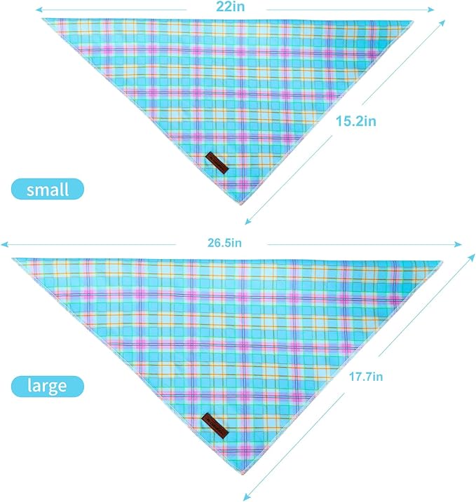 MR. CHUBBYFACE Blue Stripes Striped Dog Bandanas Reversible Triangle Bibs Scarf Accessories for Dogs Cats Pets L