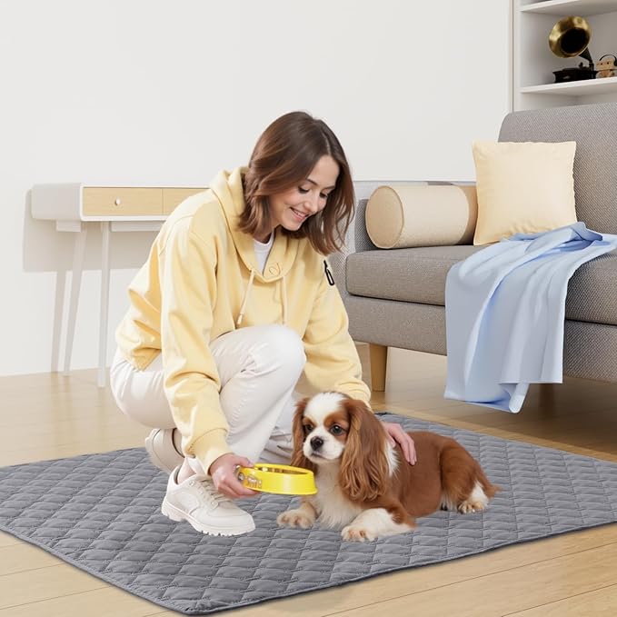 Smiry Waterproof Dog Bed Cover Blanket, Soft Reversible Pet Blanket, Washable Leakproof Cats Dogs Couch Cover for Sofa, Couch, Furniture, Plaid (52x82 Inch, Grey/Dark Grey)