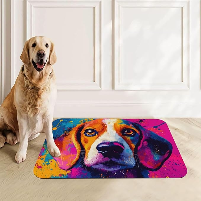 Beagle Food Mat for Floors Waterproof,Quick Dry Anti-Slip Dog Bowl Mats for Food and Water,Pet Feeding Mats,Pet Placemat for Messy Drinkers to Protect Floors,Pets Supplies 17.72×11.81in