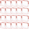 20 Packs Clear Cosmetics Bags for Women Men Waterproof Toiletry Bags PVC Makeup Bags Organizer Case with Zipper for Travel Bathroom (20 Pink Colors)