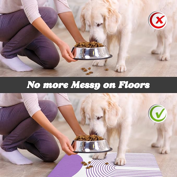 Dog Food Mats for Floors Waterproof, Cat Water Bowl Mats Pet Feeding Absorbent Mat Placemats for Food and Water Bohemia 16 * 24 inch