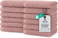 DAN RIVER 12 Pack Wash Cloths for Showering [12x12] - 100% Cotton Washcloths Premium Quality Flannel Face Cloths for Bathroom, Highly Absorbent and Soft Feel Wash Clothes, Dusty Pink