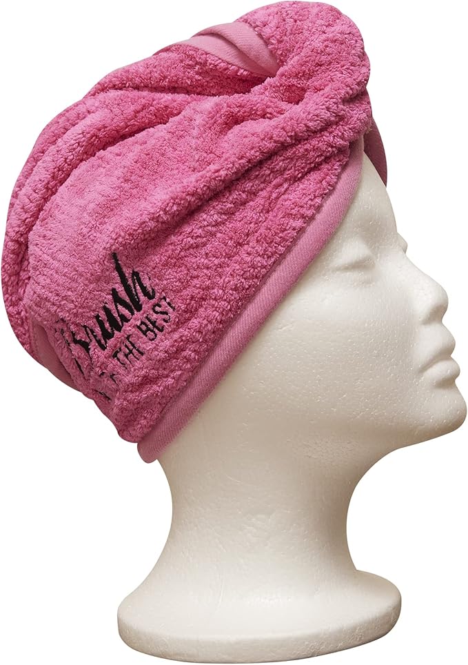 Felicia Leatherwood Microfiber Hair Towel Wrap - Quick Drying, Anti Frizz & Gentle on Hair - Easy to Use, Saves Time, Lightweight & Compact - for Curly, Long & Thick Hair - Pink - 4 Pack