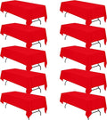 BRILLMAX 10 Pack Red Tablecloths for 8 Foot Rectangle Tables 60 x 126 Inch - 8ft Rectangular Bulk Linen Polyester Fabric Washable Cloth Cover for Wedding Reception Banquet Birthday Party
