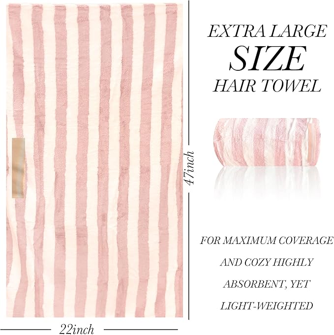 Chloven Large Microfiber Hair Towel Wrap for Women - Anti Frizz Hair Turbans, Super Absorbent & Lightweight, Ideal for Curly Long Hair with Elastic Strap