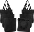 Segarty Black Canvas Tote, 6 Packs 16x15 inch Canvas Bags with Zipper, 12Oz Heavy Duty Reusable Grocery Shopping Plain Tote Bag Bulk for Women Crafts Painting Embroidery Gift