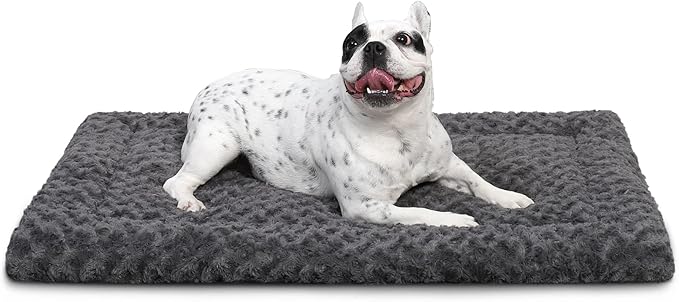 Washable Dog Bed Mat Reversible Dog Crate Pad Soft Fluffy Pet Kennel Beds Dog Sleeping Mattress for Large Jumbo Medium Small Dogs, 29 x 18 Inch, Gray