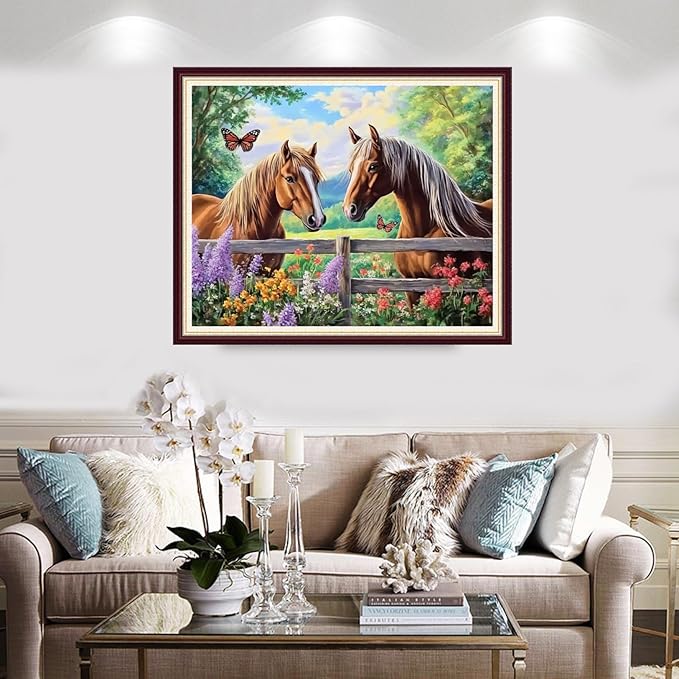 Foxnyart Stamped Cross Stitch Kits Full Range of Embroidery Needlework Starter Kits for Beginners Adults 11CT Embroidery Patterns Art Crafts DIY Needlepoint Kit-Couple Scenery 16x20 inchs