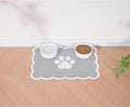 Ralxion Scalloped Dog Feeding Mat, Absorbent Mats for Dog Food and Water Bowl, Dispenser, Cute Elegant Aesthetic Grey Scallop Pet Placemat for Dogs, Cats, Puppy Accessories, 17" X 24”