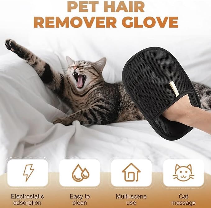 RAINPOT 2025 Upgraded Pet Hair Removal Glove |Double-Sided – Reusable Grooming & Bathing Glove for Dogs and Cats |Soft Silcone Touch |Easy Deshedding and Cleaning Mitt (Black, 3 PCS)