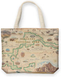 Xplorer Maps Canvas Tote Bag with Handles, Cloth Grocery Shopping Bag, Reusable & Eco-friendly Bag, 100% Cotton, Washable