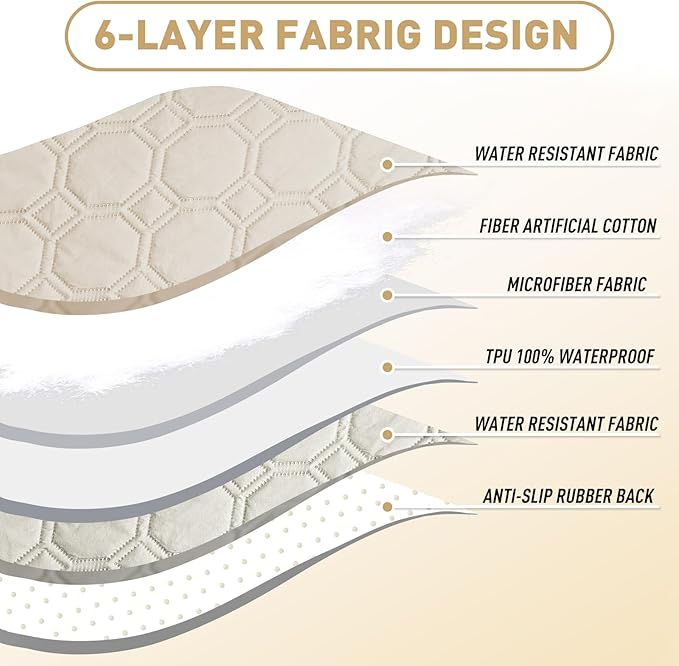 ZNSAYOTX Ultimate Cozy Blankets (30"x70") 100% Waterproof Sofa Mat Blanket for Dog Pets, Bed Couch Protector with Non-Slip Back Washable Durable, Pee Scratch Proof Easy to Clean (Beige)