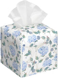 OHEGBXE Contemporary Floral Tissue Box Cover Holder Cube Facial Paper Organizer Dispenser, Abstract Hydrangea Flower, Square, PVC Leather, 5.2"L x 5.2"W x 5.2"H