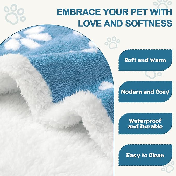Yaning Waterproof Blanket for Dog Cat or Adult, Cute 3D Textured Flower Dog Blanket for Bed Couch Sofa, Soft Liquid Pee Proof Pet Furniture Protector, 50"x60", Blue