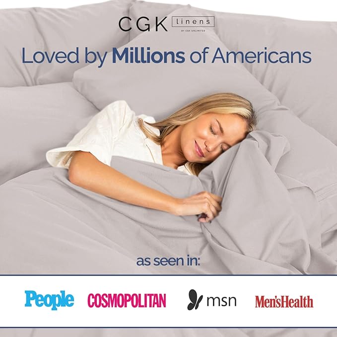 Extra Deep Pockets 400 Thread Count 100% Cotton 4 Piece Full Size Bedding Sheet Set - Breathable & Cooling - Hotel Luxury Bed Sheets Set - Soft, Wrinkle Free And Comfy Light Grey Bedding Sheets Set