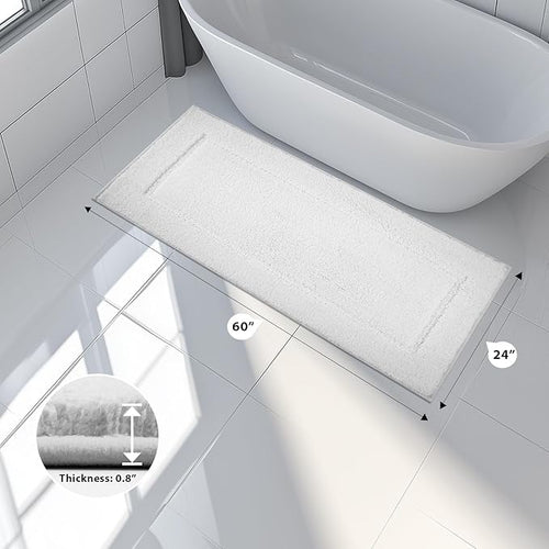 anllugs Bathroom Rugs 24" x 60", Non-Slip Extra Soft Absorbent Bath Rugs, Machine Washable Quick Dry Bath Mats for Bathroom Floor, Shower, Bathtub and Sink, White