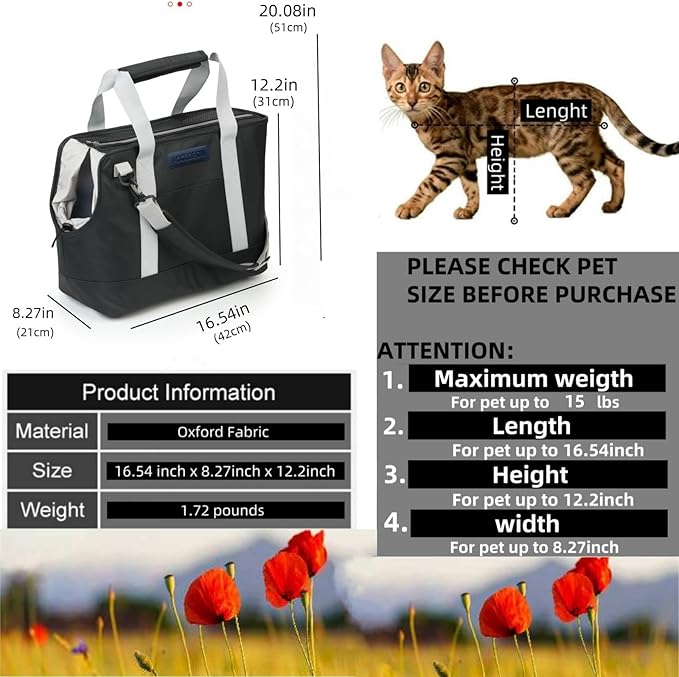 Accloeon Dog Purse Carrier for Small Dogs。Waterproof Lining, Breathable Mesh, Large Pockets - Lightweight Oxford Pet Tote Bag Carrier。Lightweight Cat Carrier - Versatile Small Pet Bag