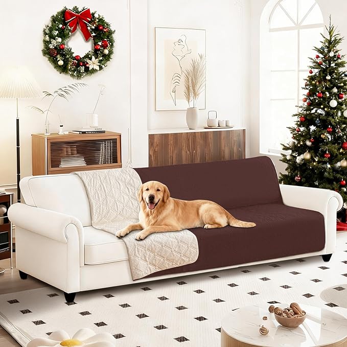 CYCMACO Waterproof Dog Bed Cover, Non-Slip Dog Blanket for Couch, Couch Covers for Dogs Washable, Pet Blanket for Furniture, Pet Bed Mat for Sofa, Car, Pet Supplies (82x82 Inch, Coffee)