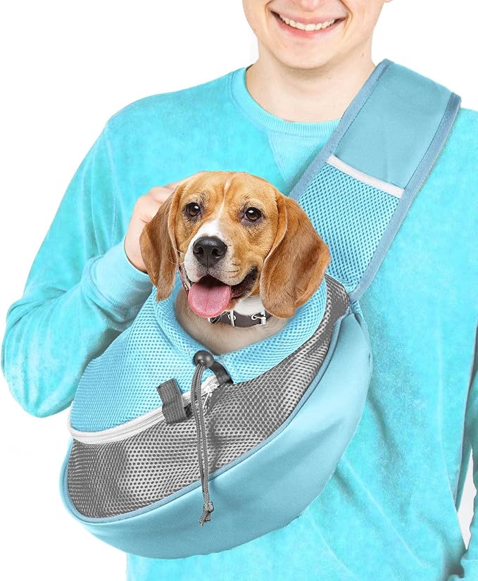 Cuddlissimo! Pet Sling Carrier - Soft Front-Chest Carrying Bag for Small Pets (Ideal for Dogs & Cats 6–10 lbs) - Carefully Sized for Yorkshire Terrier, Maltese, Toy Poodle, Papillon - (Blue-L)