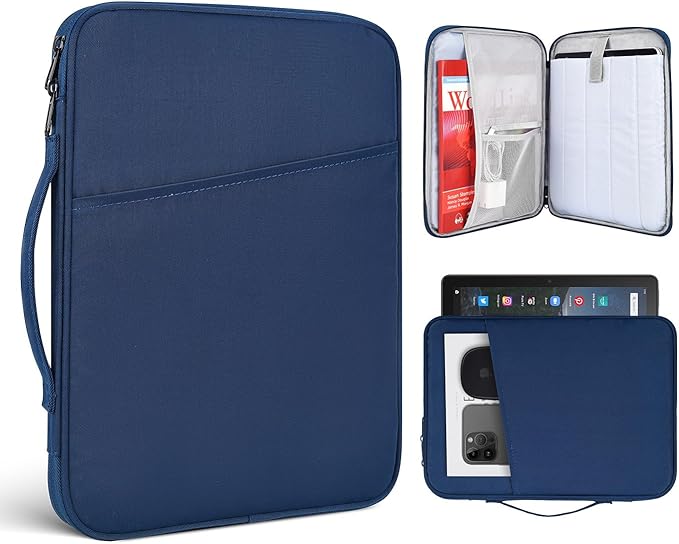 9-11 Inch Tablet Carrying Sleeve Case for Amazon Fire Max 11 2023/10.1" Fire HD 10 Plus Kids Pro,iPad 11th/Pro M5 M4/Air M3 M2 11"/Samsung Galaxy Tab S8 S7 11" 10.5" Protective Bag with Handle(Blue)
