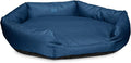 K9 Ballistics Tough Ripstop Oval Bolster Dog Bed, Calming Round Den Shape, Scratch Resistant, Machine Washable - Large, Pacific Blue Premium Finish