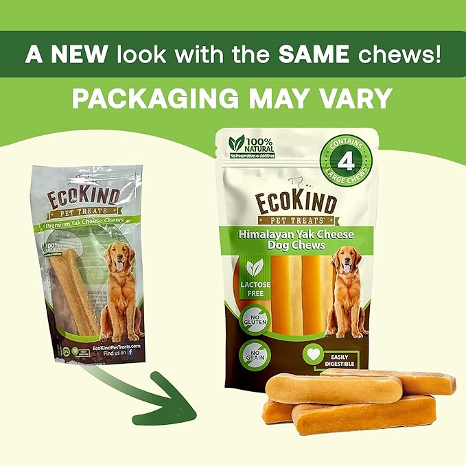 EcoKind Premium Gold Yak Cheese Himalayan Dog Chews, Healthy Dog Treats for Small Dogs, High Protein, All Natural, Long-Lasting Chew, Small - 4 Chews