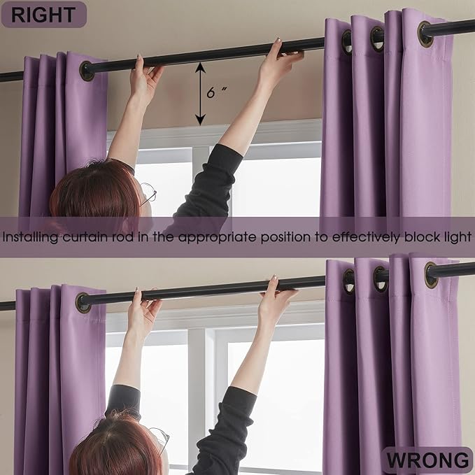 Rutterllow 100% Blackout Curtain 84 Inch Length 2 Panels Set, Room Darkening Thermal Insulated Window Treatment for Bedroom, Noise Reduction Privacy Drapes with Grommet Top for Living Room(Purple)