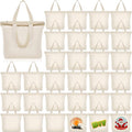 Silkfly 30 Pcs Canvas Tote Bags Bulk 16.5x13.4'' Blank Cotton Canvas Bag with Zipper Handles Reusable Plain Grocery Makeup Handbag for DIY(Beige)