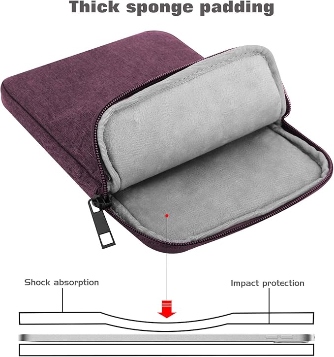 MoKo 12.9 Inch Tablet Sleeve Fits 13 Inch New iPad Pro M4 & Air M2 2024,iPad Pro 12.9 M2&M1,Galaxy Tab S8+/S9+ 12.4,Surface Laptop Go 12.4,Polyester Bag Fit with Apple Pencil or Smart Keyboard, Purple