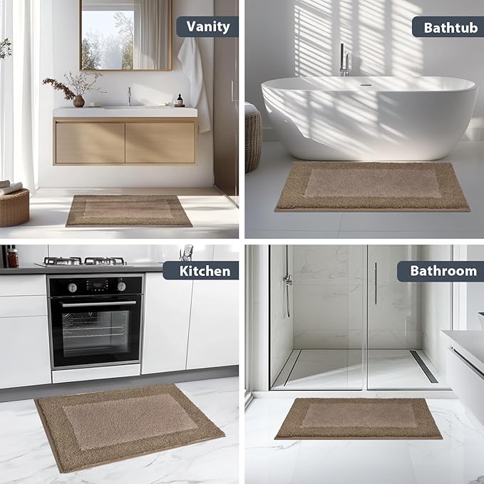 anllugs Bathroom Rugs 20" x 30", Non-Slip Extra Soft Absorbent Bath Rugs, Machine Washable Quick Dry Bath Mats for Bathroom Floor, Shower, Bathtub and Sink, Grayish Brown & Coffee