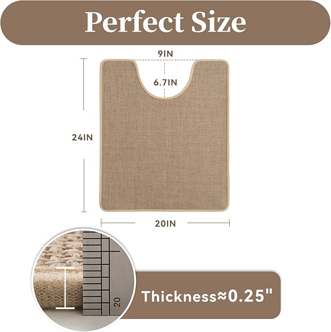 MontVoo Toilet Rugs U-Shaped, Ultra Thin Non Slip Contour Bathroom Rugs,Rubber Backing Washable Contour Bath Rugs for Toilet Mat,20''x24'',Beige