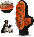 Beenefits 2025 Pet Grooming Glove with Tipped Pin Brush,Special Design Deshedding Glove, Perfect Petting Tool for Sensitive Dogs & Cats with Long & Medium Fur, Massage Mitt - Right-Hand - Orange