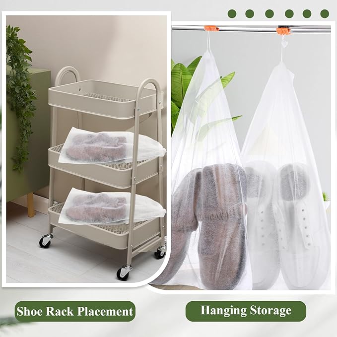 200 PCS Dust Proof Shoe Bag Non Woven Dust Bags Drawstring Storage Bag Breathable Dust Bags with Rope Non Woven Fabric Handbag Portable Storage Organizer for Men Women Handbag Purse Shoes-19x12 Inch