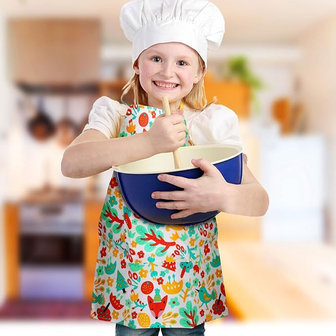 Jennice House Kids Aprons, Cotton Children Aprons with Adjustable Neck Strap Child Chef Aprons