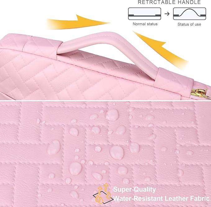 Lacdo 360° Protective Laptop Sleeve Case for 13 inch New MacBook Air M4 A3240 2025, M3 A3113, M2 A2681, M1 A2337 A2179 A1932 2024-2018 | 13 inch MacBook Pro M2/M1 A2338 A2251 A2289 Bag, Sakura Pink