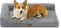 COZY KISS Orthopedic Dog Bed for Large Medium Size Dog, Dogs Crate Bed, L Shaped Foam Anti-Slip Bottom Pet Cat Sofa with Washable Removable Cover, Suitable for Pet Up to 75 lbs, 36x27x6.5 inch, Grey