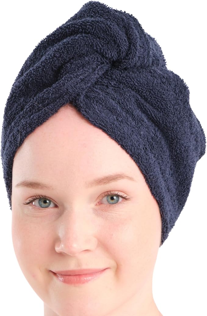 Seritaine Hair Towel Wrap for Women 2 Pack – 100% Turkish Cotton Turban for Wet Hair Quick Dry – Soft & Gentle Head Towel Cap– Soft and Absorbent Cotton - 10x26 inch