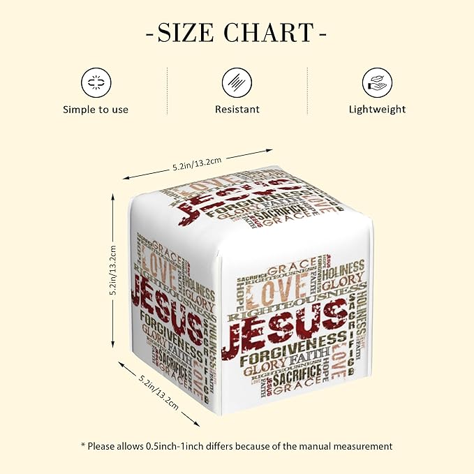 POIUBLE Tissue Box Holder Religious Words Tissue Box Cover Square Leather Tissue Holder Organizer Portable Decorative Facial Paper Case for Home Office Bathroom Vanity Countertop