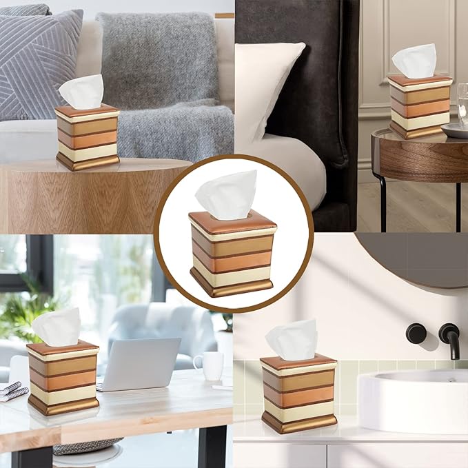 Resin Tissue Box Cover for Modern Home Decor - Minimalist Square Tissue Box Holder for Guest Room, Bedroom, Bathroom, Tabletop & Office - Durable and Aesthetic Tissue Holder, Contempo