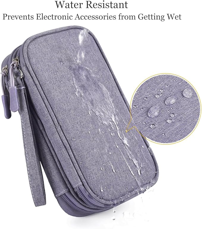 CAAORDKSO Travel Electronic Organizer Pouch Bag, Waterproof Portable Electronic Accessories Storage Multifunctional Case for USB, Cable, Cord, Charger, Phone, Power Bank, Earphone (Purple, Large)