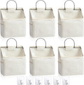 Chumia 6 Pack Wall Hanging Storage Basket Bathroom Closet Hanging Storage Bag over the Door Organizer Basket Bedroom Wall Organizer Waterproof Linen Cotton Box Containers and 10 Hooks(White)