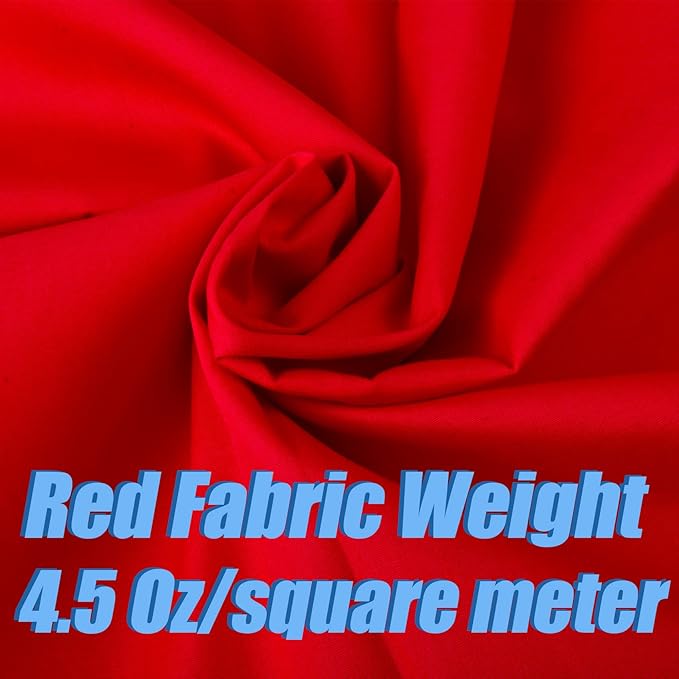 5 Yard Red Cotton Fabric,Natural Cotton Poplin Fabric by The Yard, 59 Inches Wide 100% Cotton Fabric,Soft Embroidery Muslin Quilting Material for Sewing Material Apparel Cloth