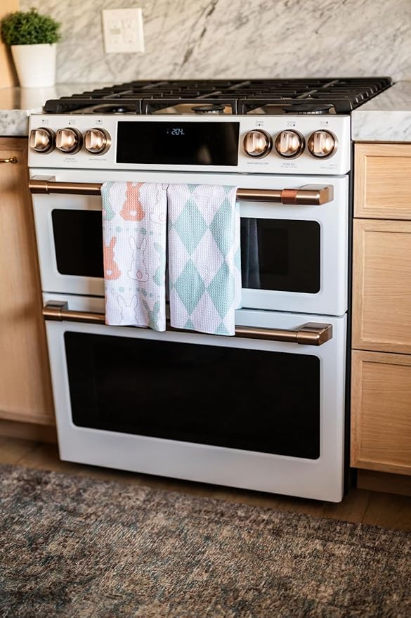 Desert Aqua || 2 Pack Double Sided || Not Your Ordinary Dish Towels || Waffle Weave Microfiber || Tea Towels || Highly Absorbent || Hanging Loop || Dish Cloths || Designer Prints || Easter Bunny