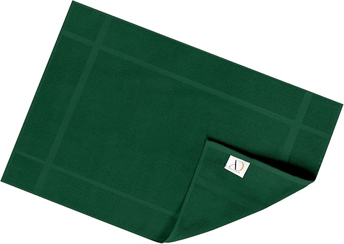 Ample Decor 100% Cotton Bath Mats 24 x 17 Inches, Quick Dry, 1350 GSM Banded Border Shower Bathroom Floor Mat, Not Bathroom Rug - Green, 2 Pack