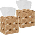 2 Pack Dogs Animals Tissue Box Cover Leather Facial Tissue Dispenser Box Holder for Dresser Bathroom Decorative