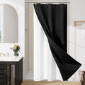 Craidlela 3 in 1 Stall Half Size Shower Curtain Set-36 W x 72 H, Black Waffle Waterproof Fabric and PEVA Liner Set with Stainless Steel Hooks